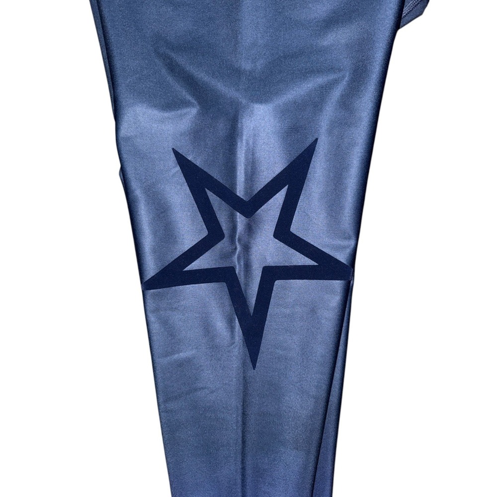 GapFit Blackout‎ Technology Blue Flocked Star Print Leggings Activewear - Picture 4 of 4